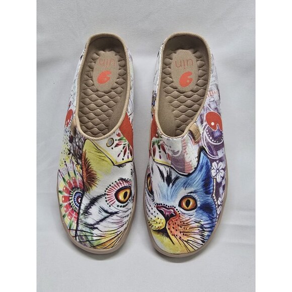 UIN Shoes - Women Toledo UIN Slip-On Shoes Canvas Comfortable Cat Loafers Cheer Up Size 6.5
